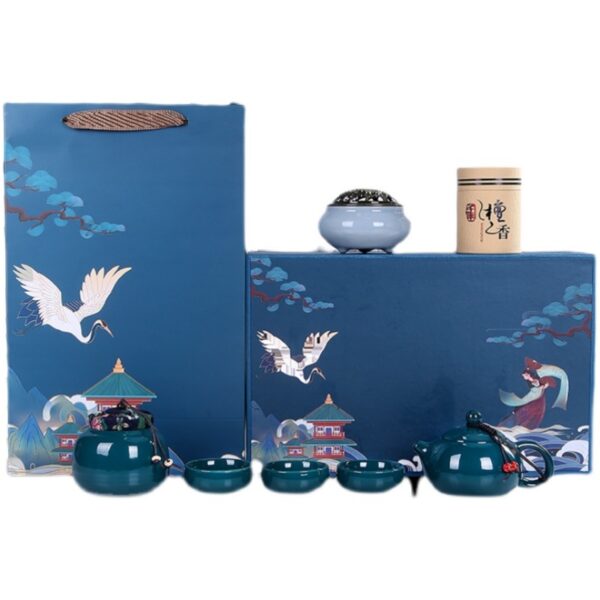 Dehua ceramic creative merchandise Forbidden City retro national style Guochao tea set