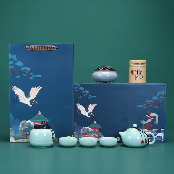 Dehua ceramic creative merchandise Forbidden City retro national style Guochao tea set - Image 2