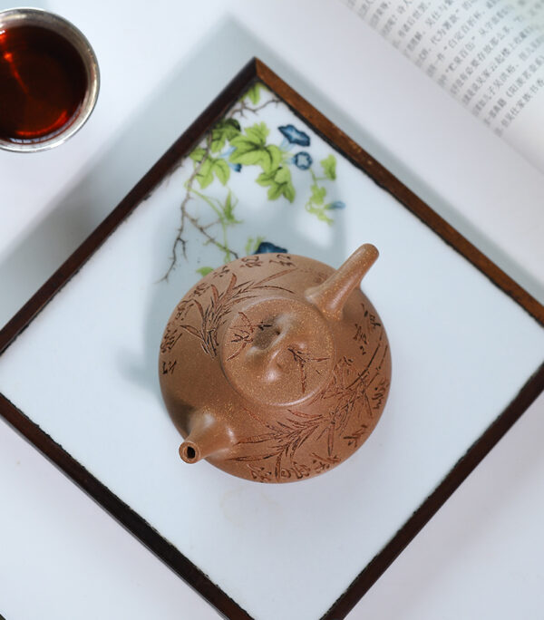 Yixing purple clay pot carved bamboo stone scoop - Image 7