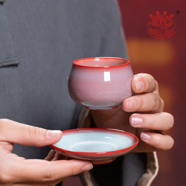 Longquan celadon kung fu teacup red furnace handmade master cup - Image 5