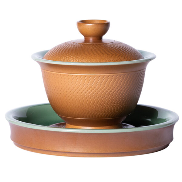 Longquan celadon high-end handmade jumping knife Sancai cover bowl non-cultural heritage