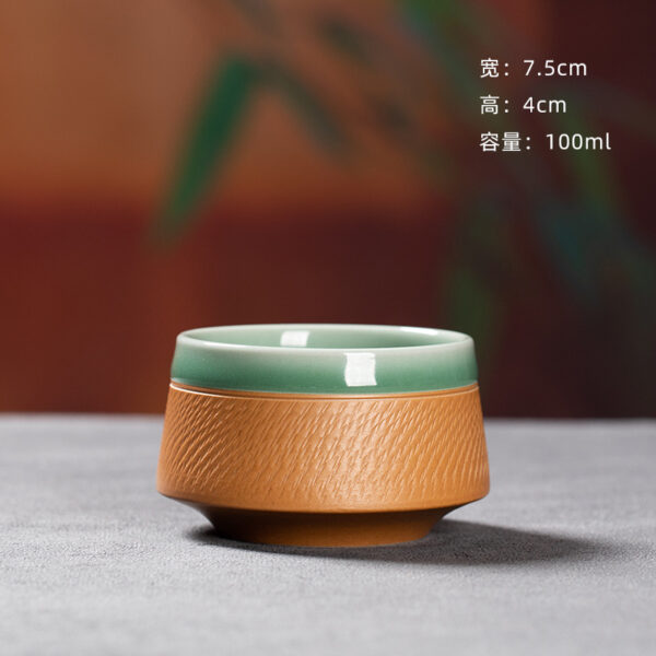 Longquan celadon pure handmade jumping knife double glaze master tea cup - Image 6